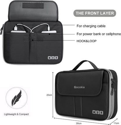 Gocokia Double Layer Large Capacity Electronic Travel Accessories Organizer Bag