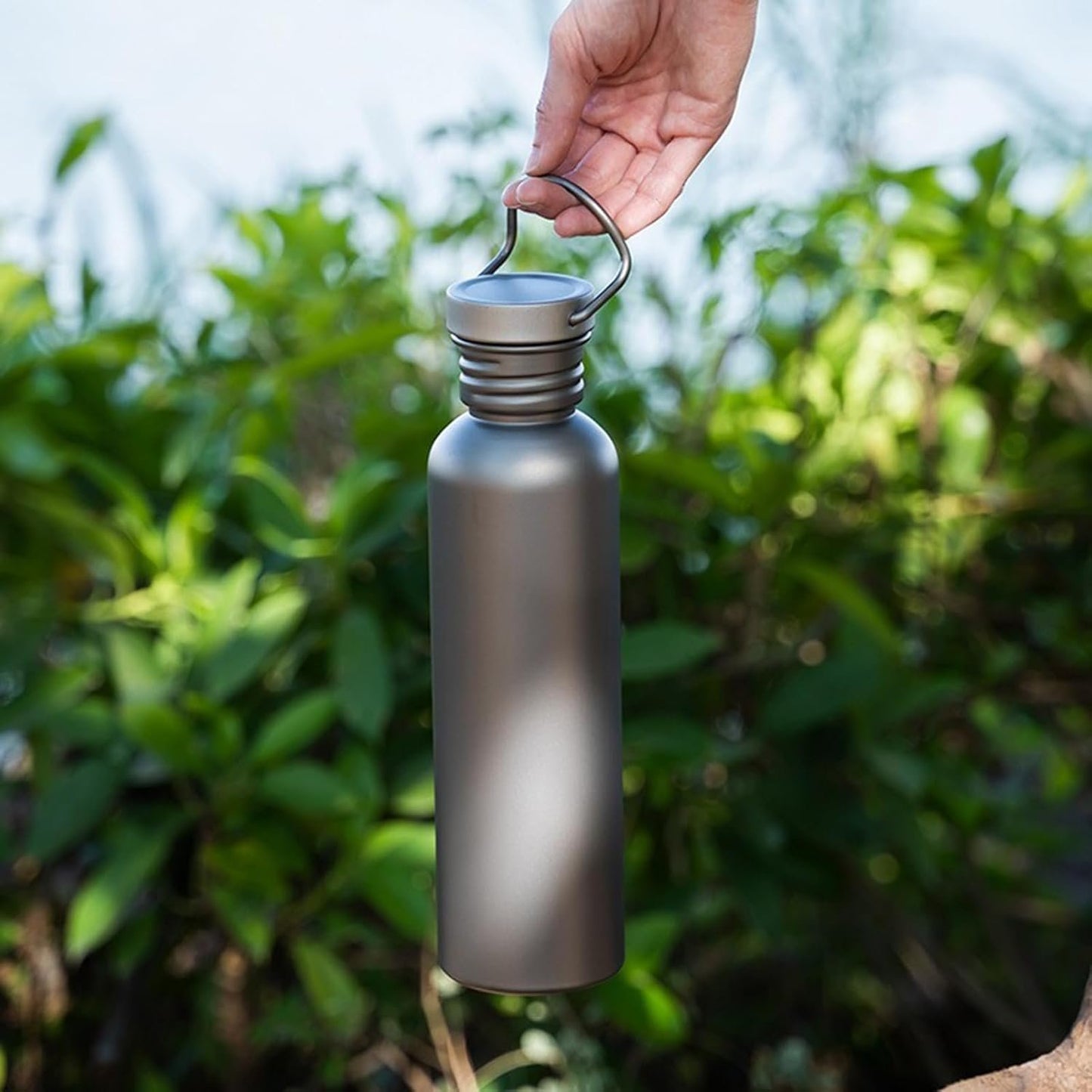 Outdoor Titanium Water Bottle - Lightweight Sports Hydration Cup, Leak-Proof Travel Drinkware | Pure Titanium Camping Bottle for Hiking, Cycling, Trekking, Boiling Water, Portable Adventure Use