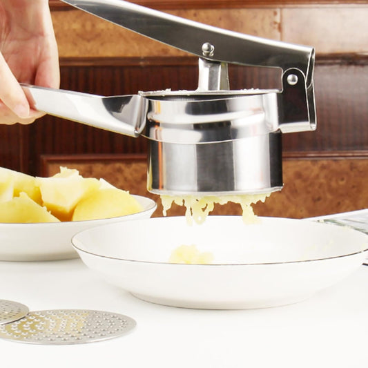 Maschera di patate in acciaio inossidabile di patate ricer con pressa da frutta multiuso a 3 buche, utensili da cucina e gadget per purè di, cibi per bambini, succo di limone