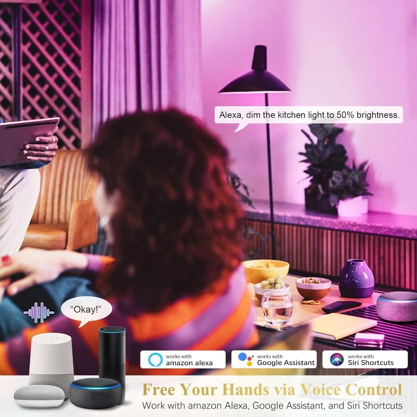 DiCUNO Smart Bulb, E27 Smart Light Bulb, 9W 800LM, 60W Equivalent, Multicolour, Compatible with Alexa and Google Home, RGBCW WiFi LED Lamp, Dimmable, No Hub Required, 1-Pack