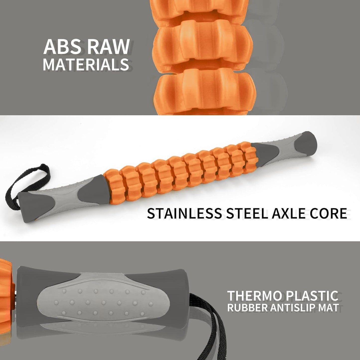 Kamileo Athlete Muscle Roller, Fascia Muscle Roller Releases Fascia to Reduce Pain, Cellulite Massager,Massage Tool to Relieve Soreness and Stiffness of Body Parts Calves, Thighs, Shoulders(Orange)