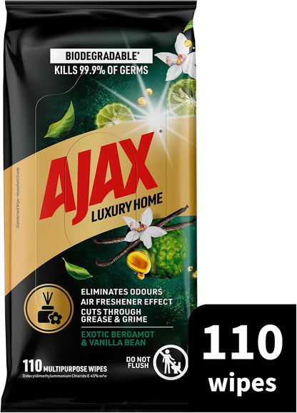Ajax Luxury Home Multipurpose Cleaning Wipes Exotic Bergamot & Vanilla Bean 110 Pack