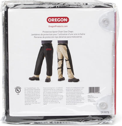 Oregon Chaps Protective Chainsaw Apron, Saw Safety Pants, Protection Covers for Cutting and Logging, 8 Layers Lightweight Material, Breathable Adjustable Accessories, One Size Fits All, Black (563979)