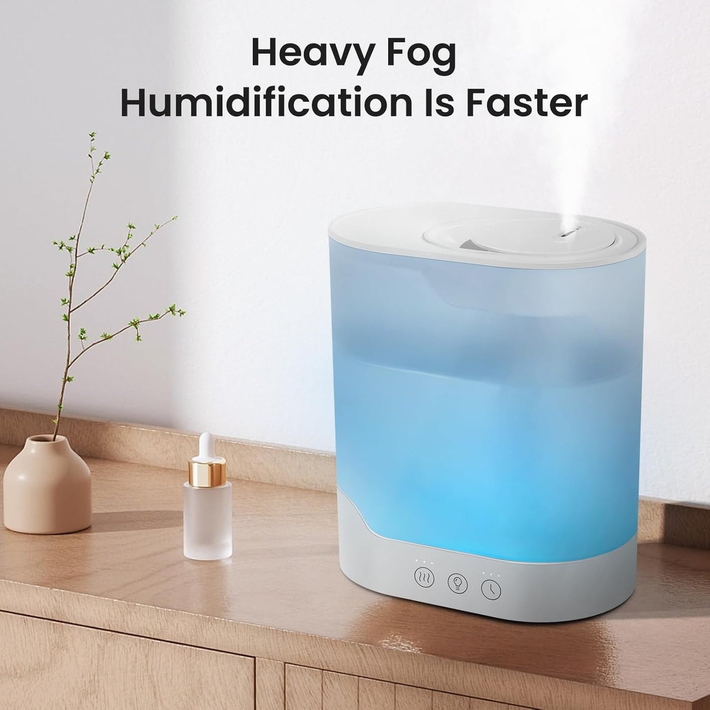 YOGIN Air Humidifier for Bedroom, 3L Top-Fill Cool Mist Humidifier & Essential Oil Diffuser, Ultra-Quiet <24dB, Smart Humidity Control, Up to 40H Runtime