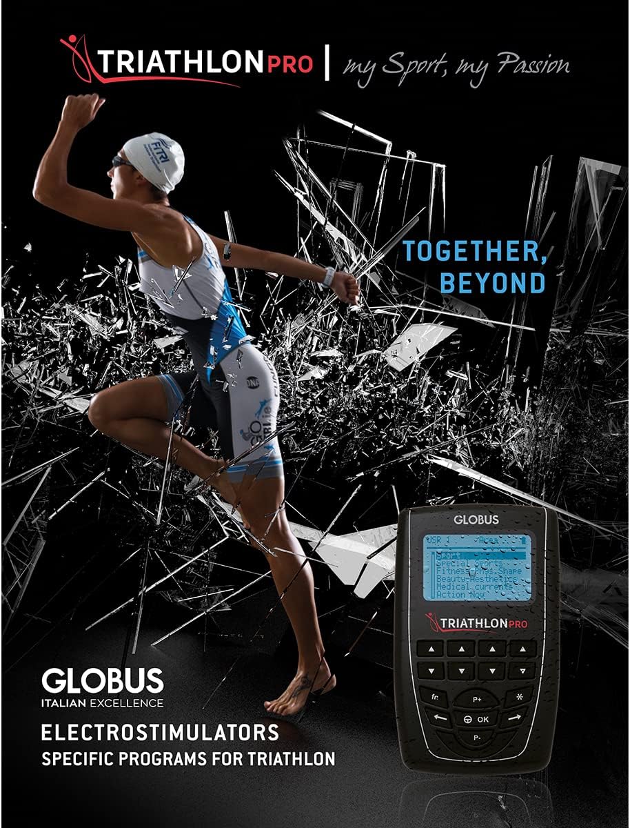 GLOBUS | Triathlon PRO, 4-Channel Electrostimulator, 424 Sports, Fitness, Beauty and Rehab Programs, Improves Physical Performance of Athletes
