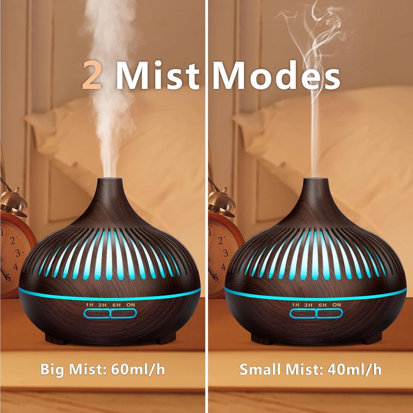 Essential Oil Diffuser, Sunfuny 550ml Aromatherapy Diffuser Air Humidifier with Remote Control, Aroma Oil Vaporiser, Ultrasonic Fragrance Defuser with RGB LED Light, Gift (Hollow Dark Wood Grain)