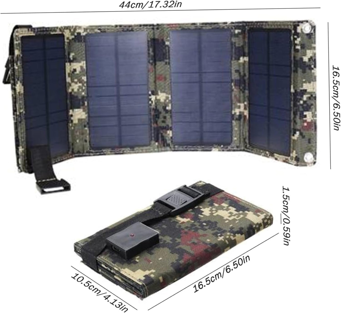 Solar Power Bank 10W/5.5V/1.2A Portable Solar Power Bank with 4 Foldable Solar Panel and Back Pocket Waterproof USB Solar Battery Bank for Camping Smartphones Tablets Fashion