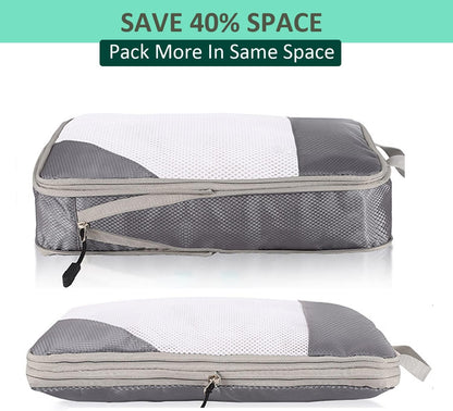 Compression Packing Cubes, Set of 6 Areaphmet Travel Packing Organisers travel packing cubes set Compression Bags for Travel Luggage Organizers for Suitcases Travel Accessories (Dark-Bue 6pcs)