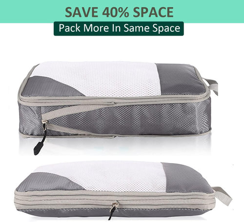 Compression Packing Cubes, Set of 6 Areaphmet Travel Packing Organisers travel packing cubes set Compression Bags for Travel Luggage Organizers for Suitcases Travel Accessories (Dark-Bue 6pcs)