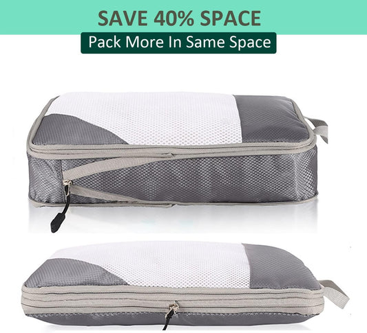 Compression Packing Cubes, Set of 6 Areaphmet Travel Packing Organisers travel packing cubes set Compression Bags for Travel Luggage Organizers for Suitcases Travel Accessories (Dark-Bue 6pcs)