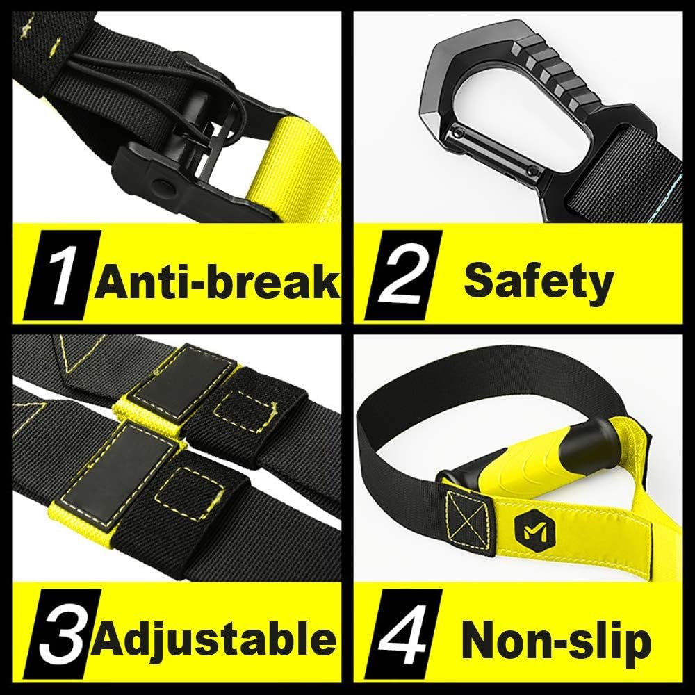 Suspension Trainer Fitness Straps Kit - Bodyweight Resistance Training Bands with Handles for Home Functional Gym Full-Body Exercise Equipment Outdoor Portable Travel Workout Set with Storage Bag