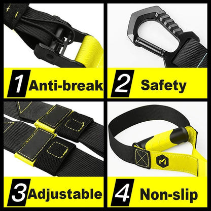 Suspension Trainer Fitness Straps Kit - Bodyweight Resistance Training Bands with Handles for Home Functional Gym Full-Body Exercise Equipment Outdoor Portable Travel Workout Set with Storage Bag
