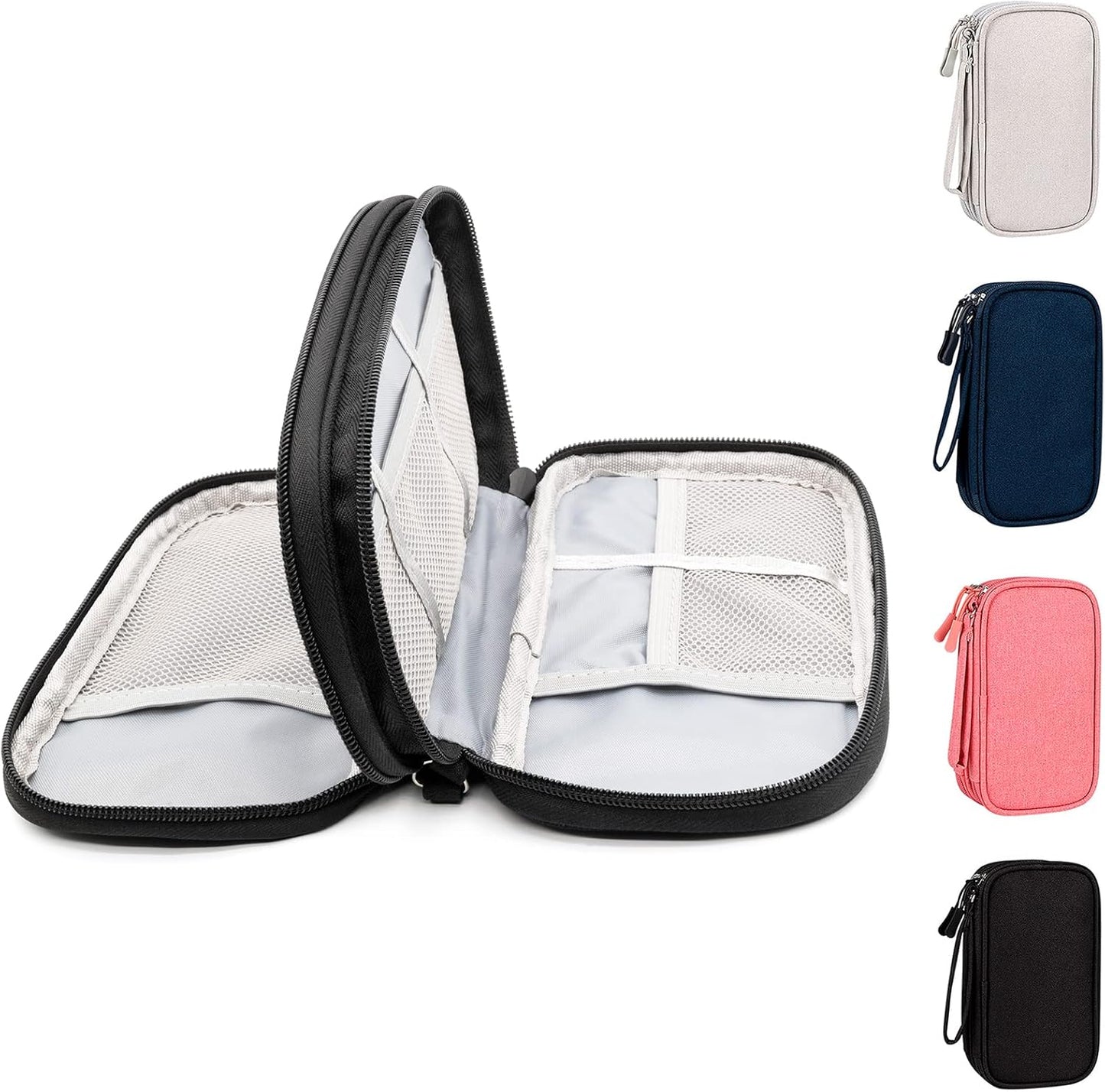 Ruyosn Small Waterproof Electronics Cable Bag Double Layer Travel Bag Organizer Bag Electronics Travel Bag Organizer Cables Accessories Electronics Black