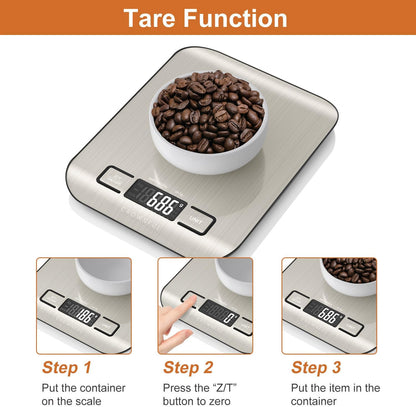 CROWNFUL Food Scale, 11lb Digital Kitchen Scales with Built-in Coin Battery, Weight Ounces and Grams for Cooking and Baking, 6 Units with Tare Function