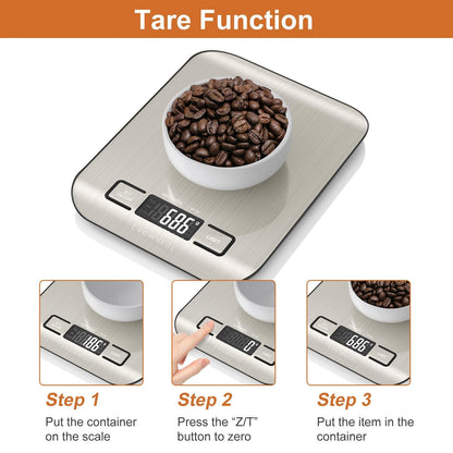 CROWNFUL Food Scale, 11lb Digital Kitchen Scales Weight Ounces and Grams for Cooking and Baking, 6 Units with Tare Function (Battery Included)