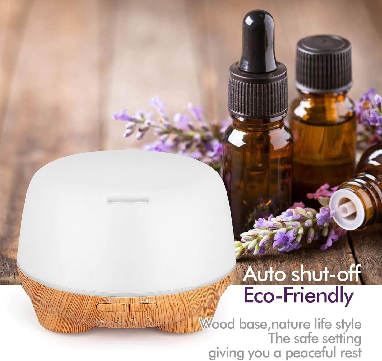 SK Depot Essential Oil Diffuser 500ml Ultrasound Aromatherapy Diffusers Remote Control Air Quiet Diffuser Aroma Diffusers Humidifier 7 Colors of Lights and for Bedroom Yoga Spa (Light Wood)