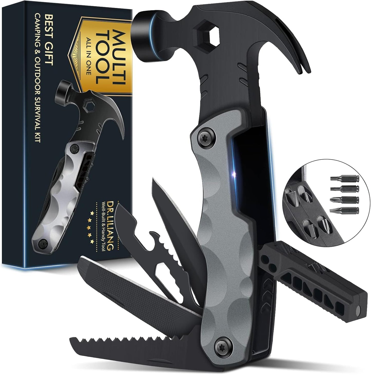 Multitool Fathers Day Dad Gifts from Daughter and Son, Camping Accessories, 13 in 1 Survival Multi Tools Hammer, Christmas Cool Gadgets for Adults Him Boyfriend Husband Grandpa Women Birthday