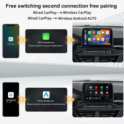 Vinmooog 2 in 1 Carplay Wireless and Android Auto Adapter - Converts Wired to Wireless - USB A/C, WIFI/BT - Supports iOS 10+ and Android 11+