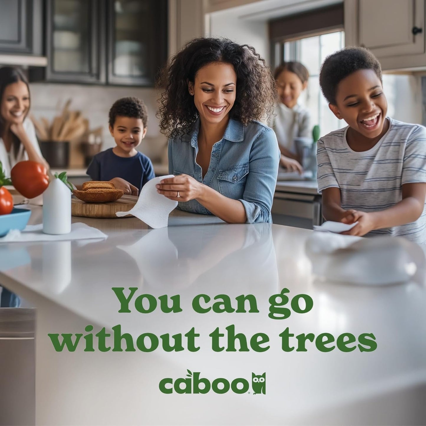 Caboo Tree Free Paper Towels, 6 Rolls, Earth Friendly Sustainable Kitchen Paper Towels with Strong 2 Ply Sheets