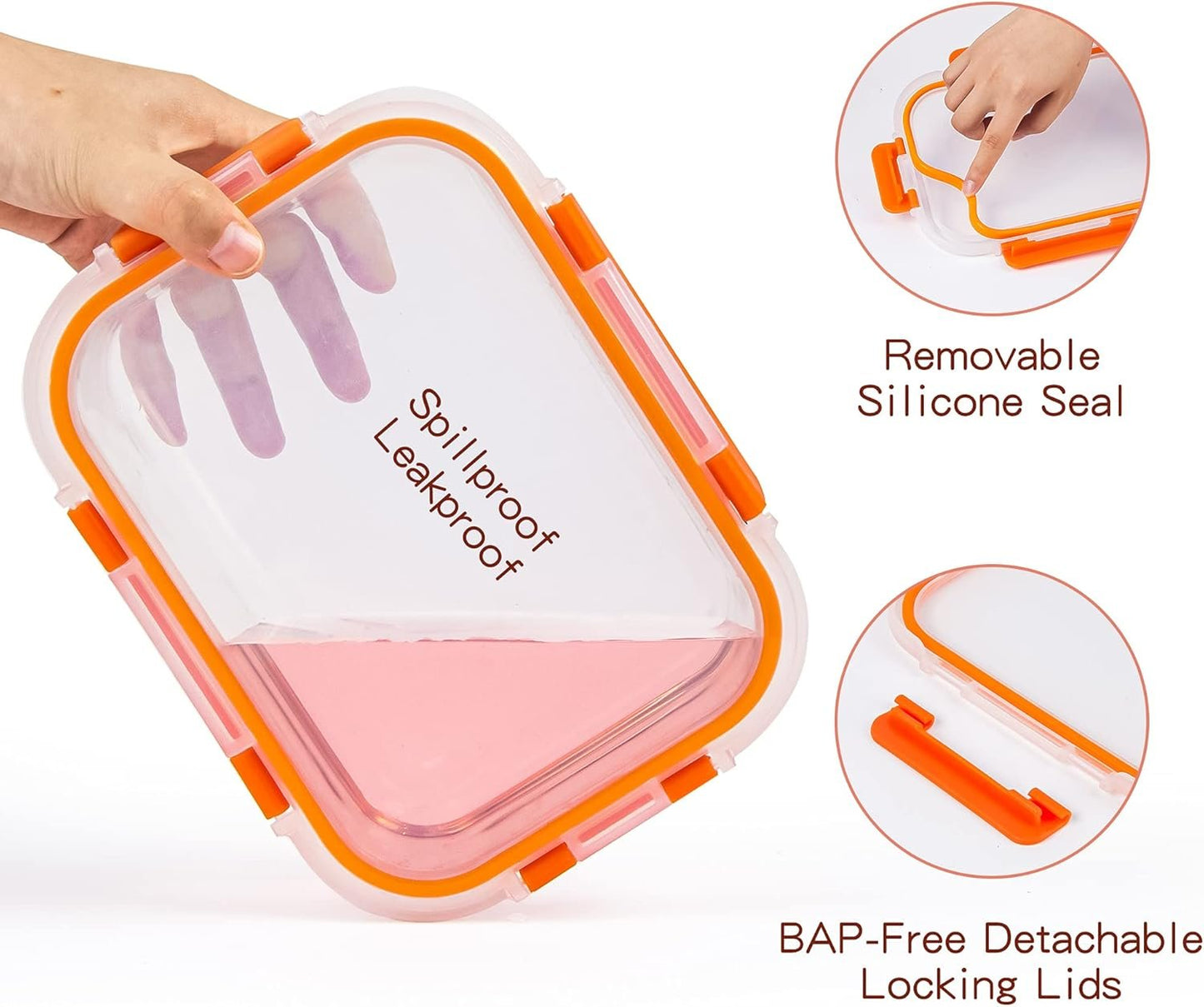 Glass Food Storage Containers with Lids Glass Containers for Meal Prep 10 Pack for Kitchen, Stackable, Airtight & Leak Proof