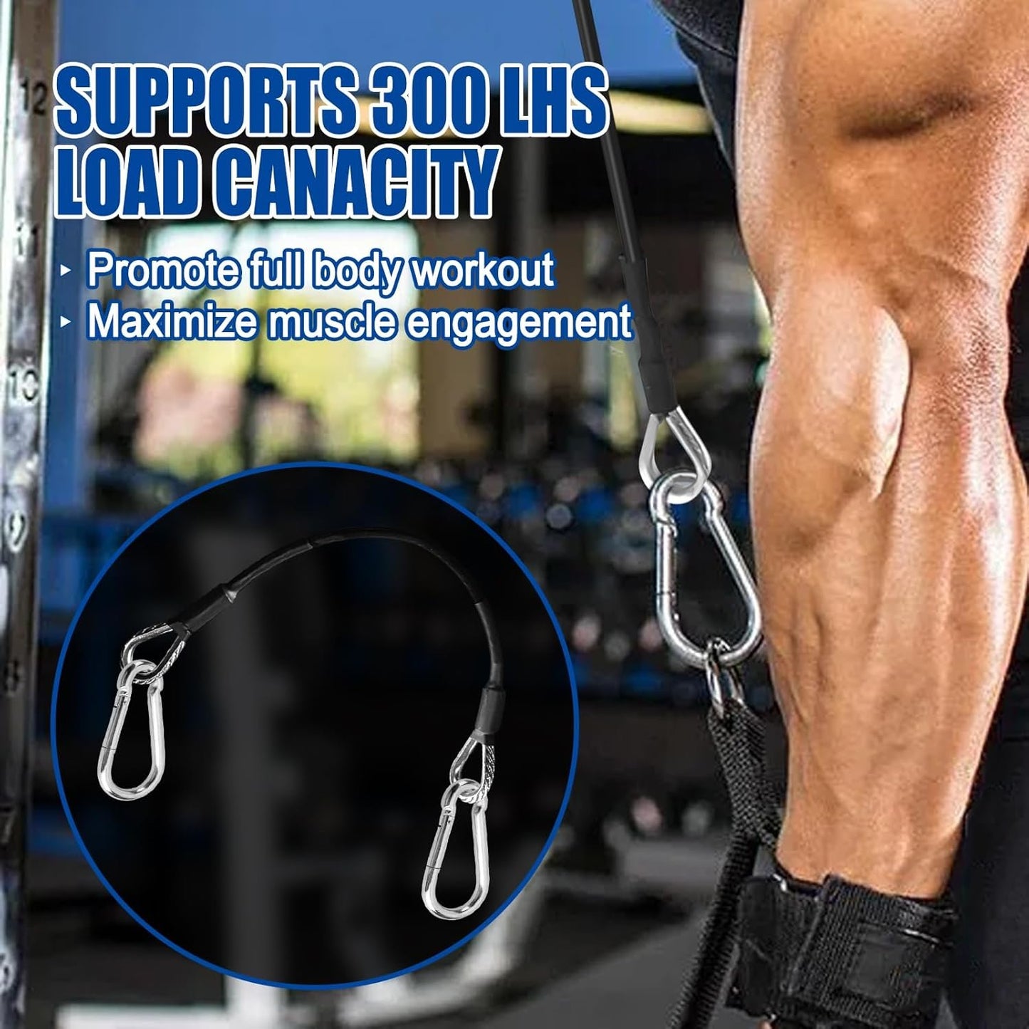 Yuqutum 4 Pcs 10" Gym Extension Cable Compatible with Bowflex Home Gym Accessories, Fit for LAT/Tricep Pull Down and Leg Extensions Machine(2 Pairs)