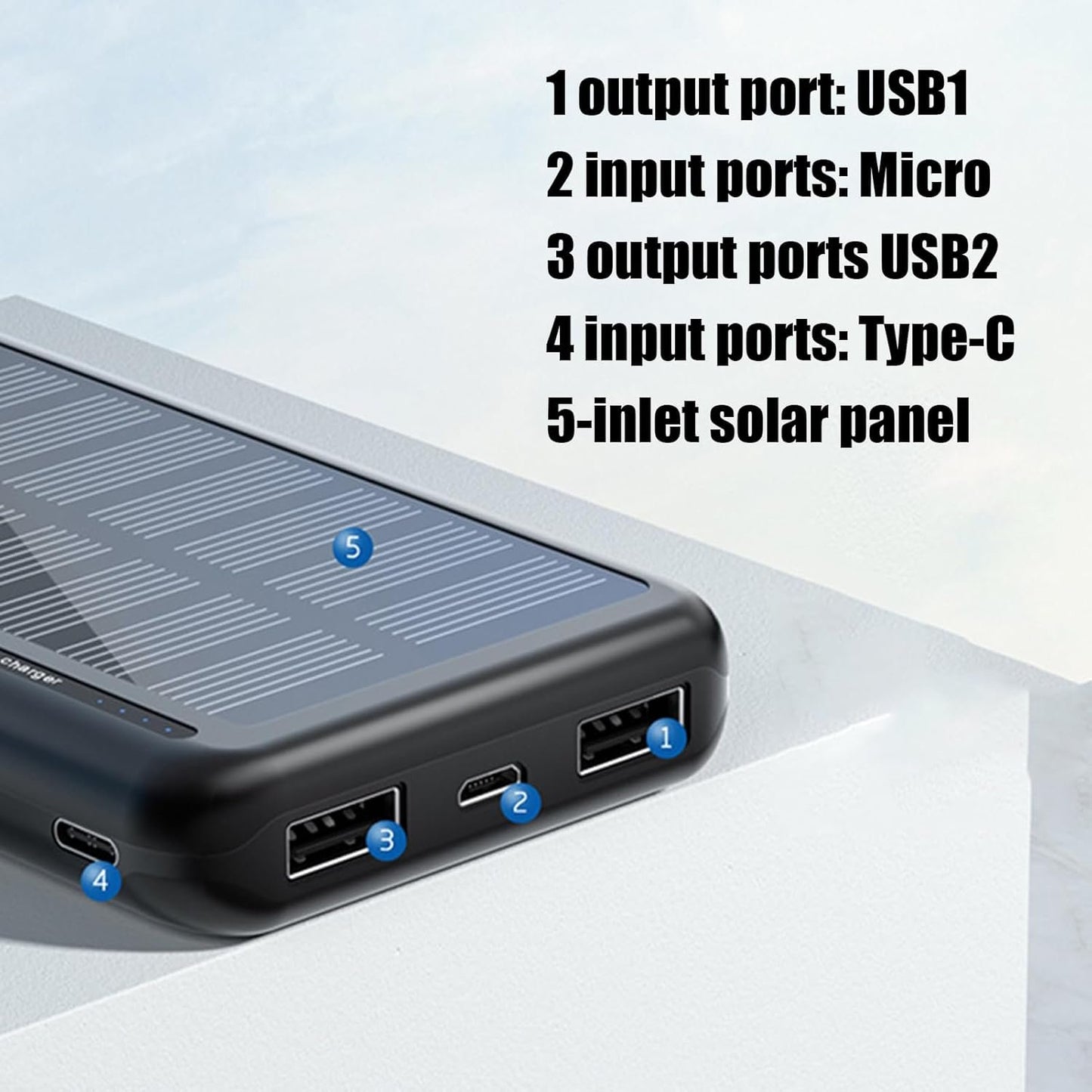 Battery Bank, 10000mAh Laptop Solar Charger, Slim Charging Bank for Camping Travel Beach Car Outdoor Fishing Festival Hiking Flight