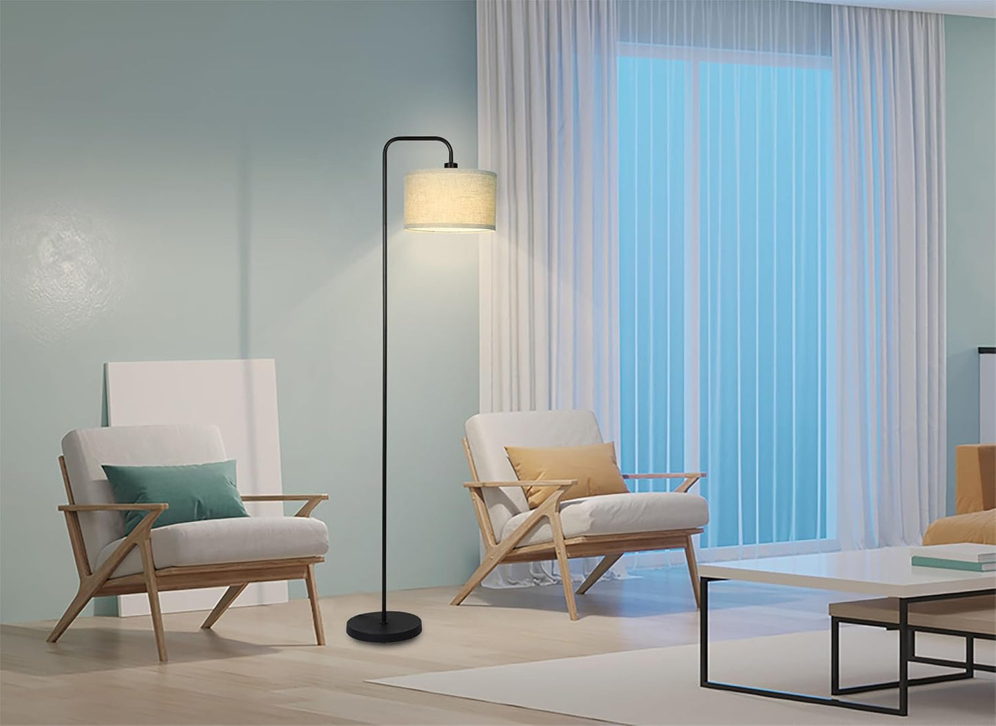 Floor Lamp for Living Room, Modern Arc Standing Lamp, 3 Color Temperatures, Bulb Included Suitable for Living Room, Bedroom, Office, Study, Baby's Room etc.