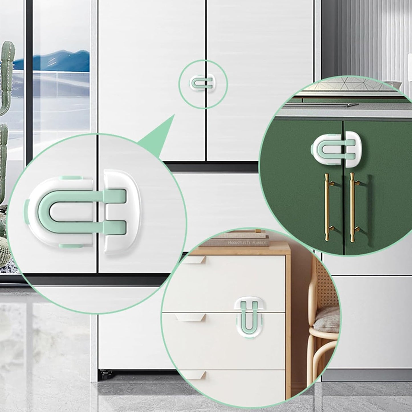 Drawer Locks, Baby Safety, 2x Multi-Purpose Door Latches Fridge Catch Locking Tool, Easy Access Securing System, Childproof Lock For Oven And Cabinet, 8.74 Inches