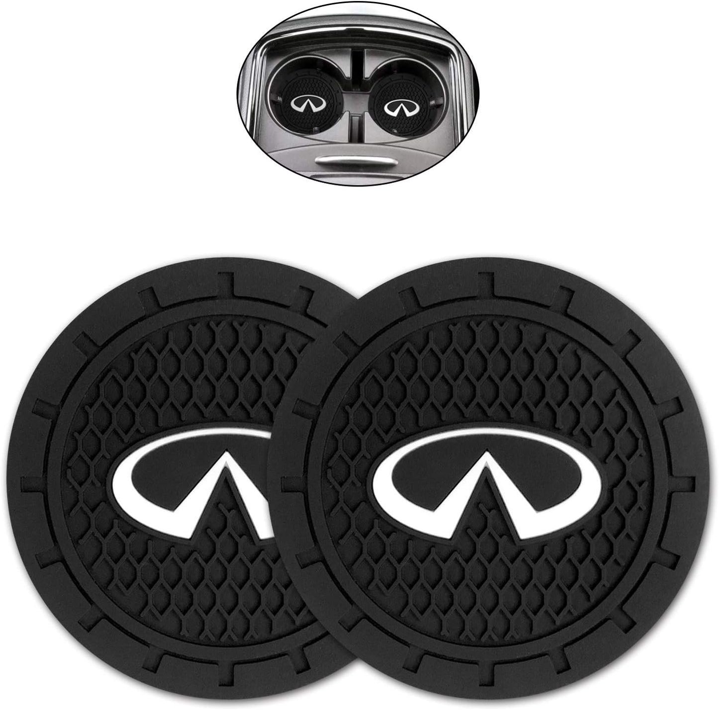 Kacichi Car Interior Accessories for Infiniti Cup Holder Insert Coaster - Silicone Anti Slip Cup Mat for Infiniti QX50 Q50 Q70 Q70L Q60 QX30 QX60 QX80 (Set of 2, 2.75" Diameter)