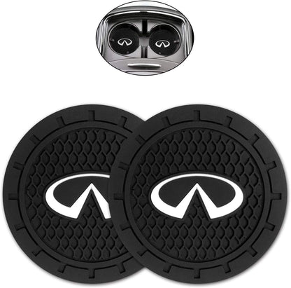 Kacichi Car Interior Accessories for Infiniti Cup Holder Insert Coaster - Silicone Anti Slip Cup Mat for Infiniti QX50 Q50 Q70 Q70L Q60 QX30 QX60 QX80 (Set of 2, 2.75" Diameter)