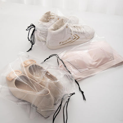 Shoe Bags for Travel, Transparent Waterproof Drawstring Dust Bags (11.8” x 15.7”) for Packing, Shoe Organization & Storage – Ideal for Men & Women, Clear, Large, 30 Transparent