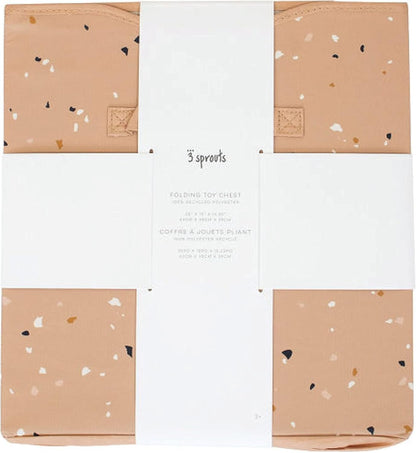 3 Sprouts Recycled Fabric Toy Chest Storage Box - Extra Large Toy Storage Box, Sturdy Toy Bins - Kids Organizer for Bedroom - Toybox Basket with Lid for Kids, Toddlers, Boys, Girls - Terrazzo Clay