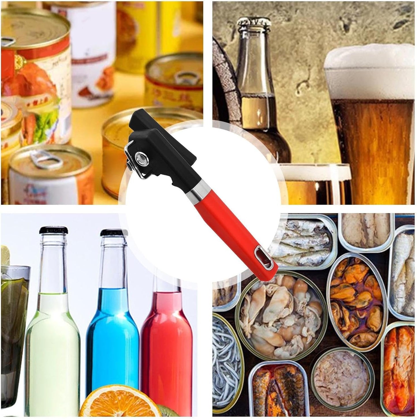 MWZBTG Aprisinatore a mano, apriscatole per portatile - Il manuale per impieghi pesanti può aprire | Acciaio inossidabile gadget facili, manico ergonomico utensili da cucina taglio liscio