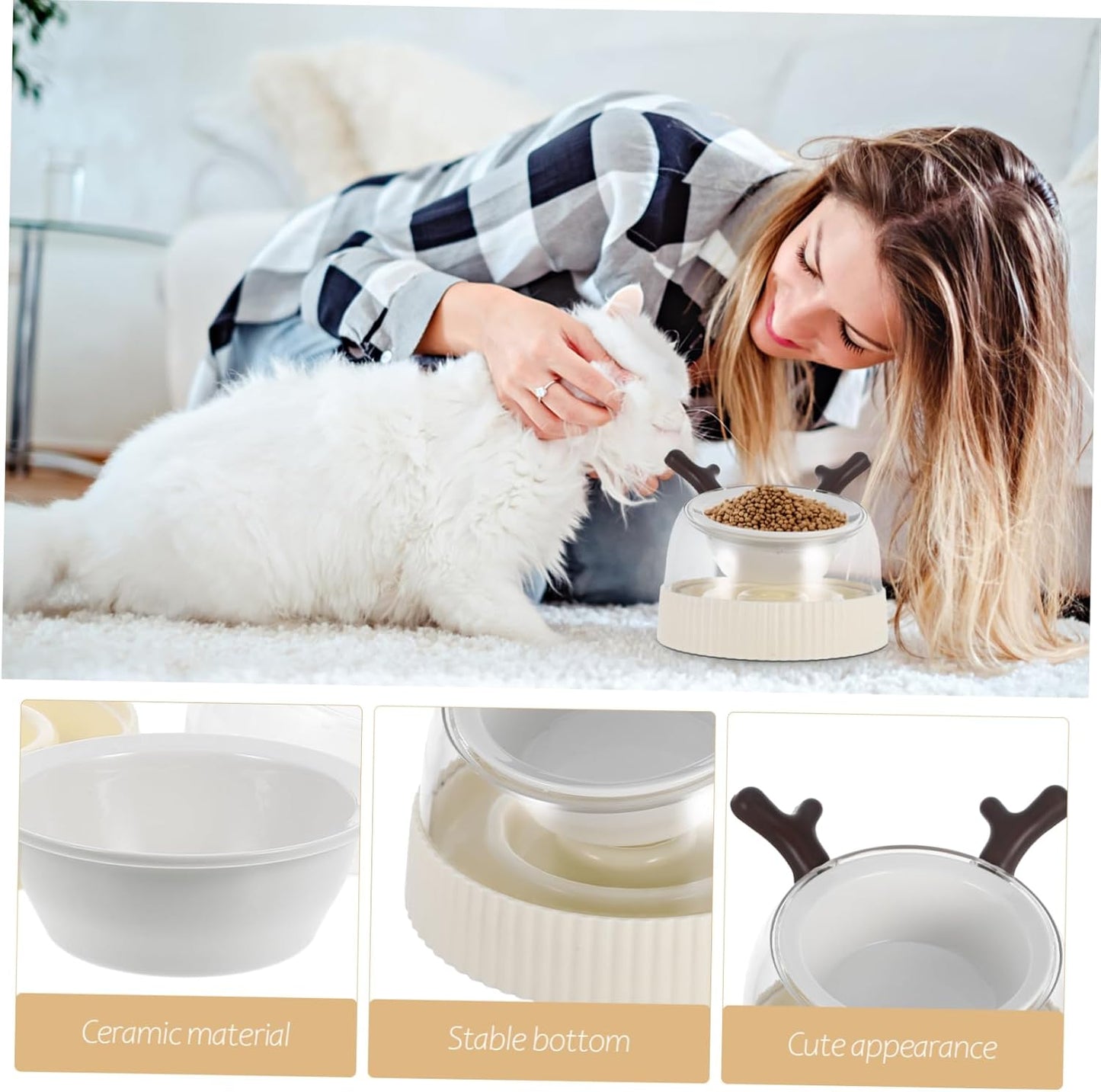 Elevated Cat Bowls Dog Puzzle Feeder Tip Ceramic Feeding Bowl for Cats and Small Dogs Easy to Clean Space Efficient Design for Feeding and Watering