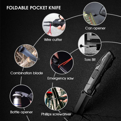 Folding Hunting Knife Multitool Pliers, Pocket Knife Gifts For Dad Men, Tactical Knife with Saw Knife Bottle Opener Screwdriver Perfect for Camping Outdoor Survival Hiking Household DIY, Tools For Men