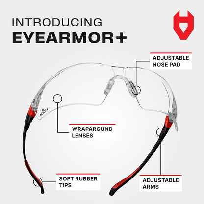 NoCry Clear Safety Glasses for Men and Women with Anti-Fog and Scratch Resistant Wrap Around Lenses, Adjustable Temples and Nose Pads — ANSI Z87 Certified Protective Eyewear with 100% UV Shielding