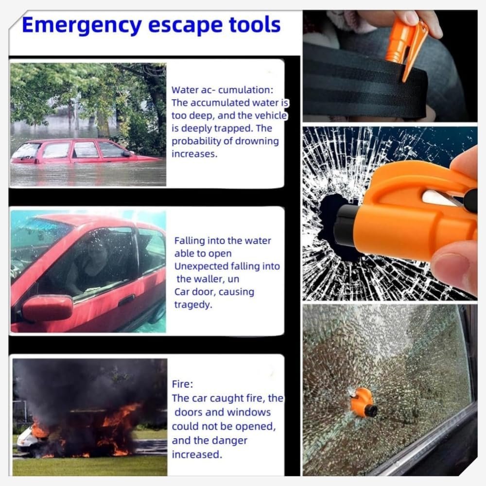 3 Pcs Compact safety hammers, Emergency Keychain Car Escape tool, 3-in-1 Seat Belt Cutter and Window Breaker