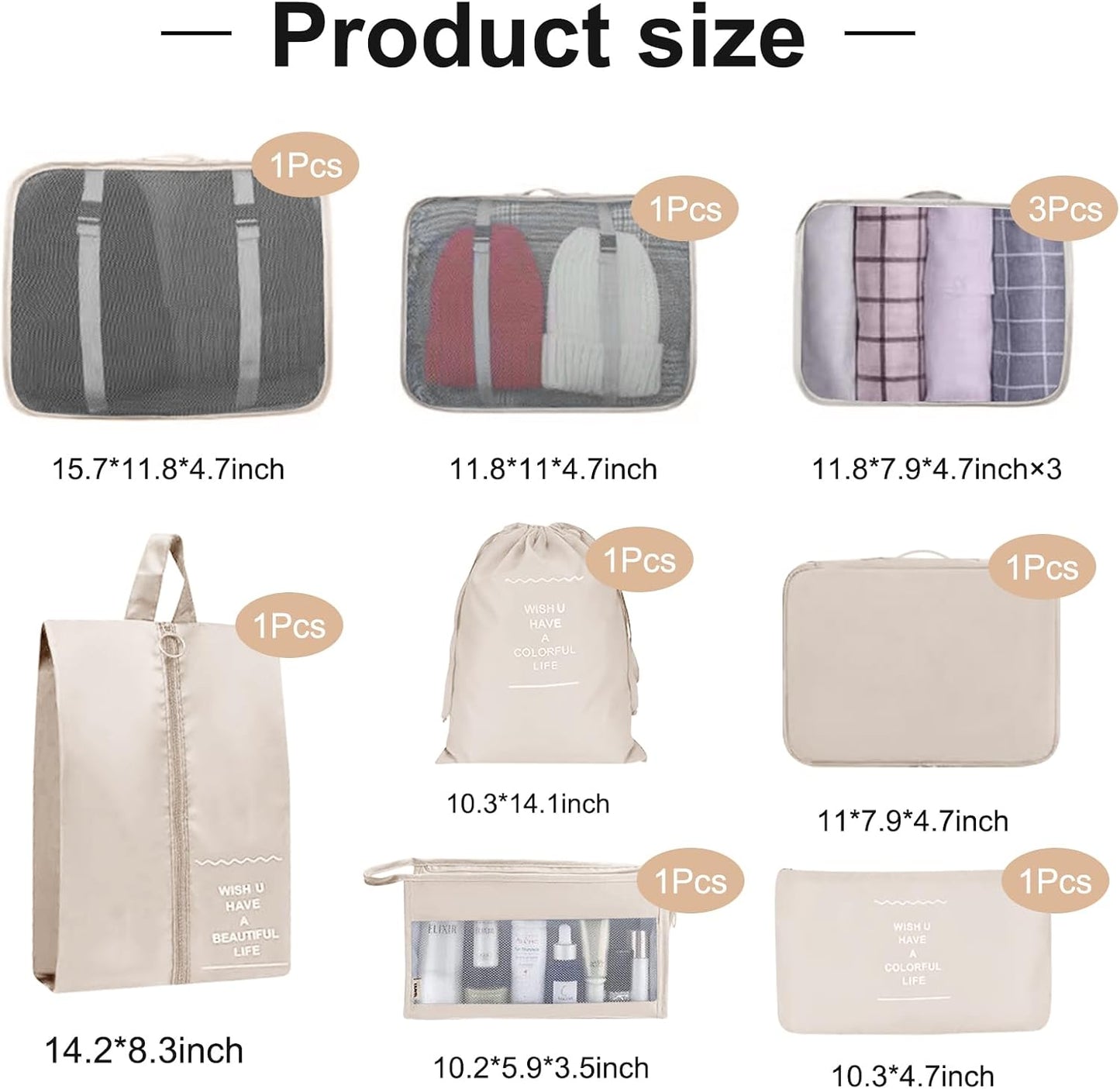 TXBOBECO Suitcase Organizer Set, 10 Pcs Packing Cubes for Suitcase Travel Accessories Suitcase Organizer Suitcase Clothes Bags Cosmetics Org
