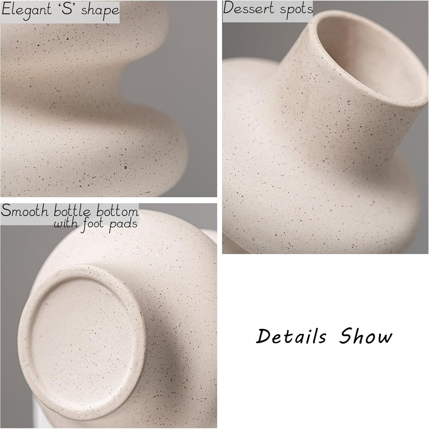 Steviieden Ceramic Vases Set 2, Modern Dried Flower Vases, Off White Round Vases, Boho Home Decor for Centerpieces Wedding Dinner Table Party Living Room Office Bedroom, Housewarming Gift