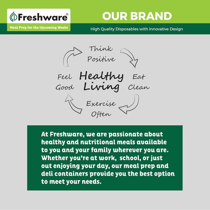 Freshware 24-Pack 32 oz Plastic Food Storage Containers with Airtight Lids - Restaurant Deli Cups, Foodsavers, Baby, Bento Lunch Box, 21 Day Fix, Portion Control, and Meal Prep Containers