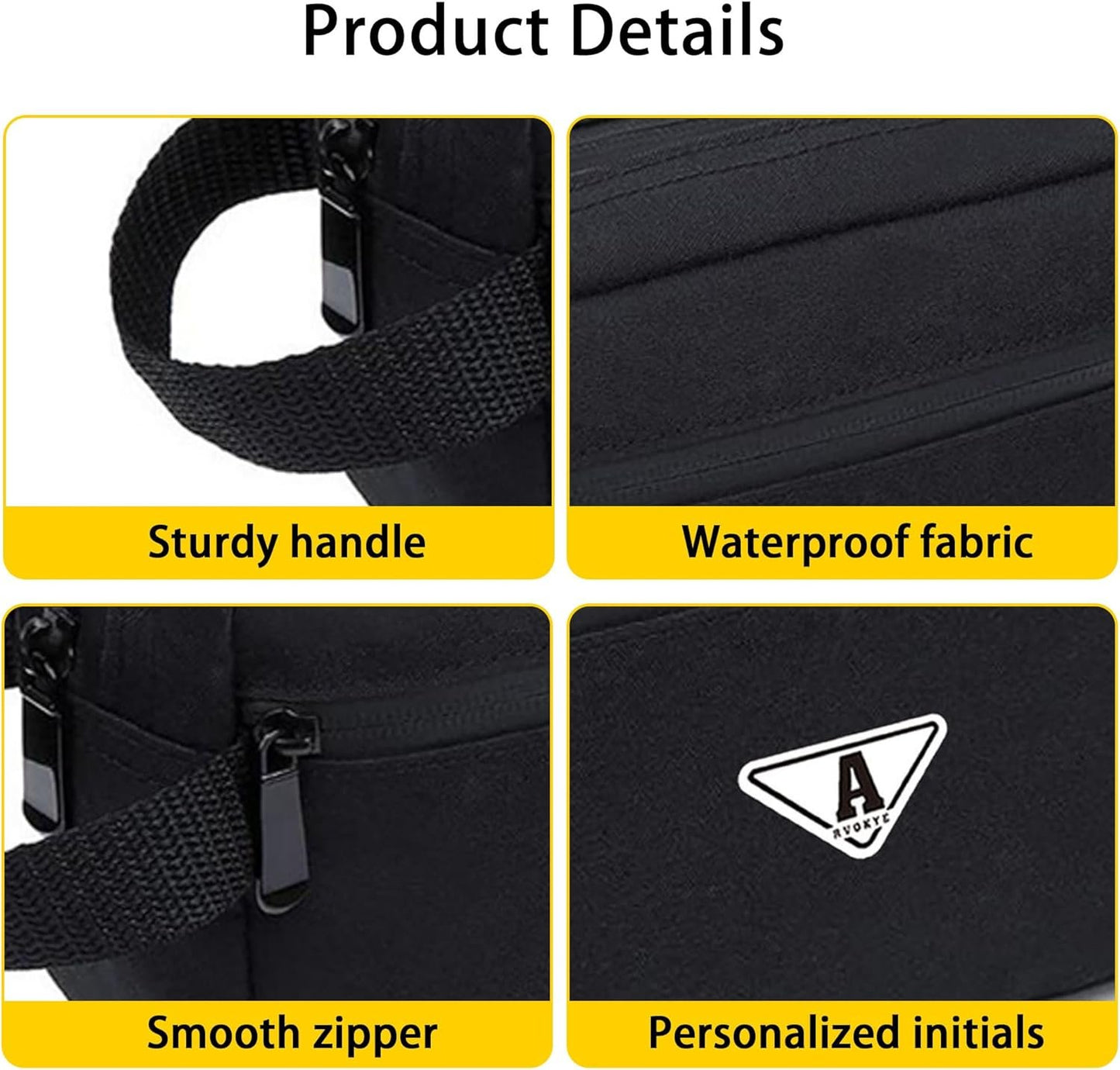 RVOKYE Small Travel Toiletry Bag for Men Women Personalized Initial Toiletry Bag Water-Resistant Mini Bathroom Bag Compact Hygiene Pouch for Travel or Gym (P, Black)