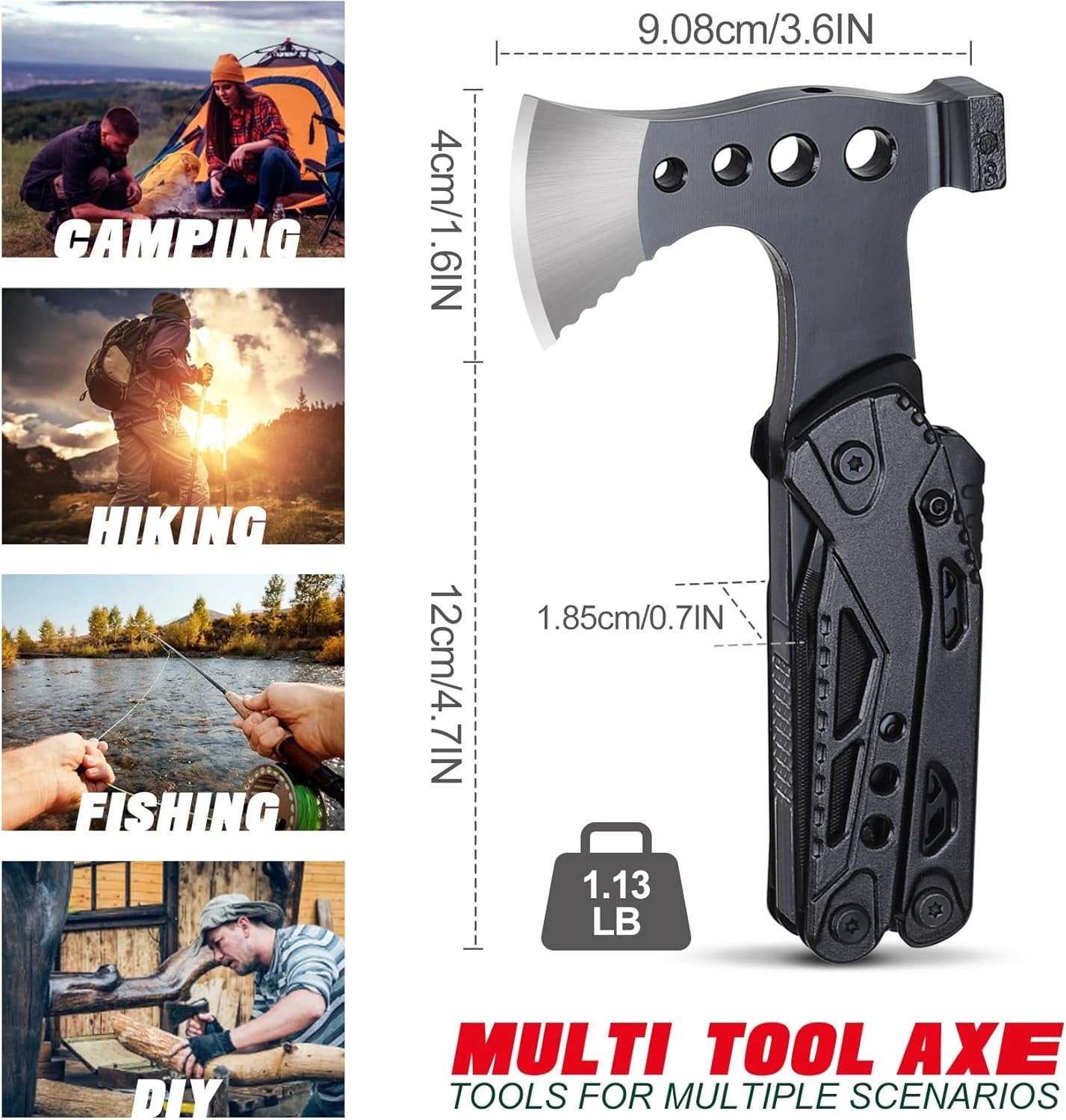 Gifts for Men Dad Husband - Stocking Stuffers for Men Him, Camping Accessories, Camping Essentials Axe - Fathers Day Gift Ideas, Christmas Birthday Gifts, Survival Kit, Tools for Hiking, Fishing