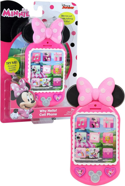 Just Play Minnie Bow-Tique Why Hello Cell Phone with Lights and Realistic Sounds for Kids, Features Minnie Mouse Phrases
