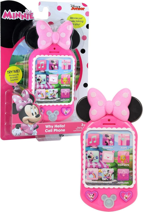 Just Play Minnie Bow-Tique Why Hello Cell Phone with Lights and Realistic Sounds for Kids, Features Minnie Mouse Phrases