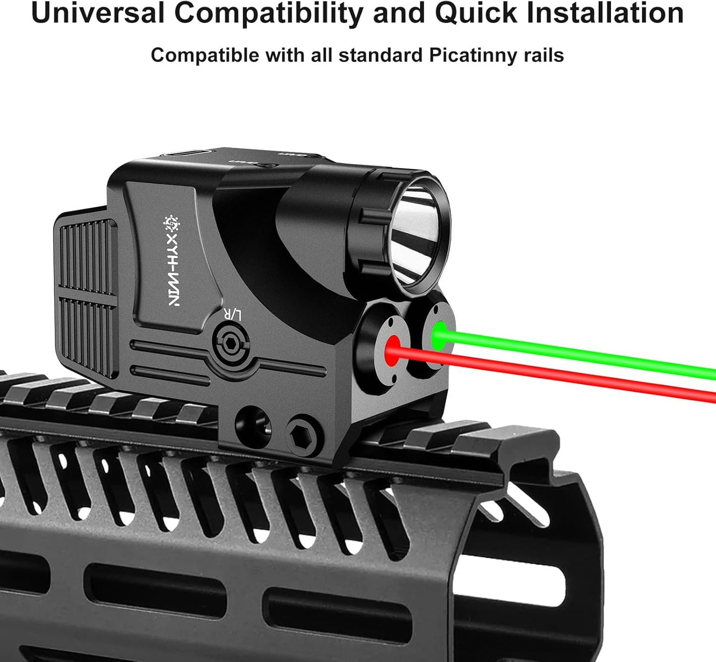 600 Lumens Tactical Flashlight Green/Red Laser Combo, Pistol Light with Strobe/Constant Light Modes, Dual-Color Laser Sight Combo,USBC Rechargeable,Fits Standard Picatinny/Glock Rails