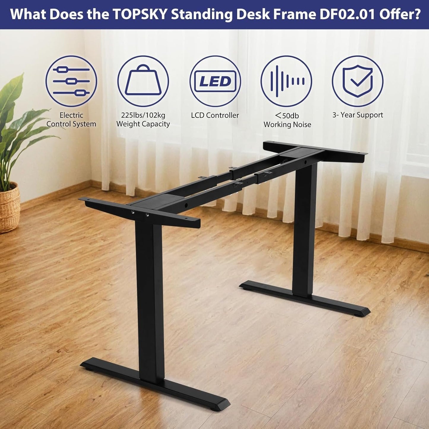 TOPSKY Dual Motor Electric Adjustable Standing Computer Desk for Home and Office (White)