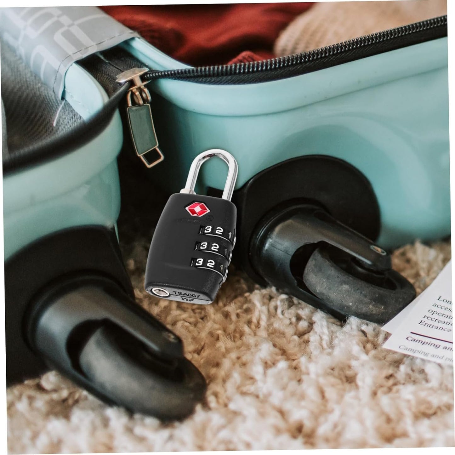 Outanaya -335 Padlock Luggage Padlock Combination Lock Approved for Luggage Security 3- Combination Travel Security Cable Lock