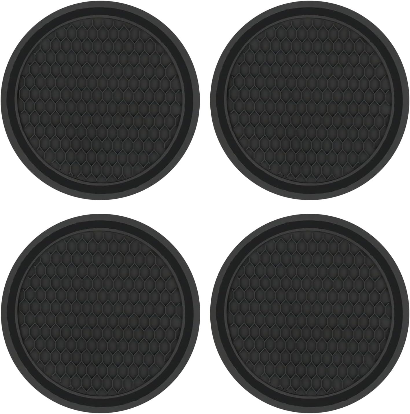 4PCS Car Cup Coaster,Universal Non-Slip Cu-p Holders,Silicone Anti Slip Cu-p Mat,Washable Cup Mats,Car Interior Accessories,Black