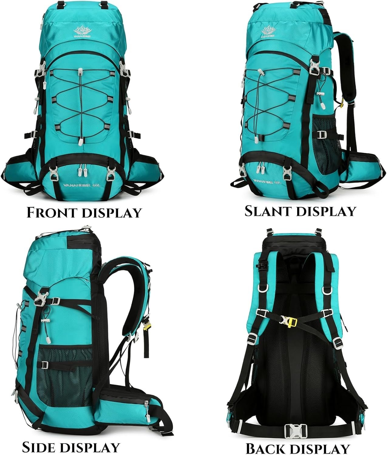 XCJump 60L Hiking Backpack Water Resistant Outdoor Sports Travel Daypack Bag Lightweight Bag With Rain CoverFor Women Men Mountaineering Camping Tourism