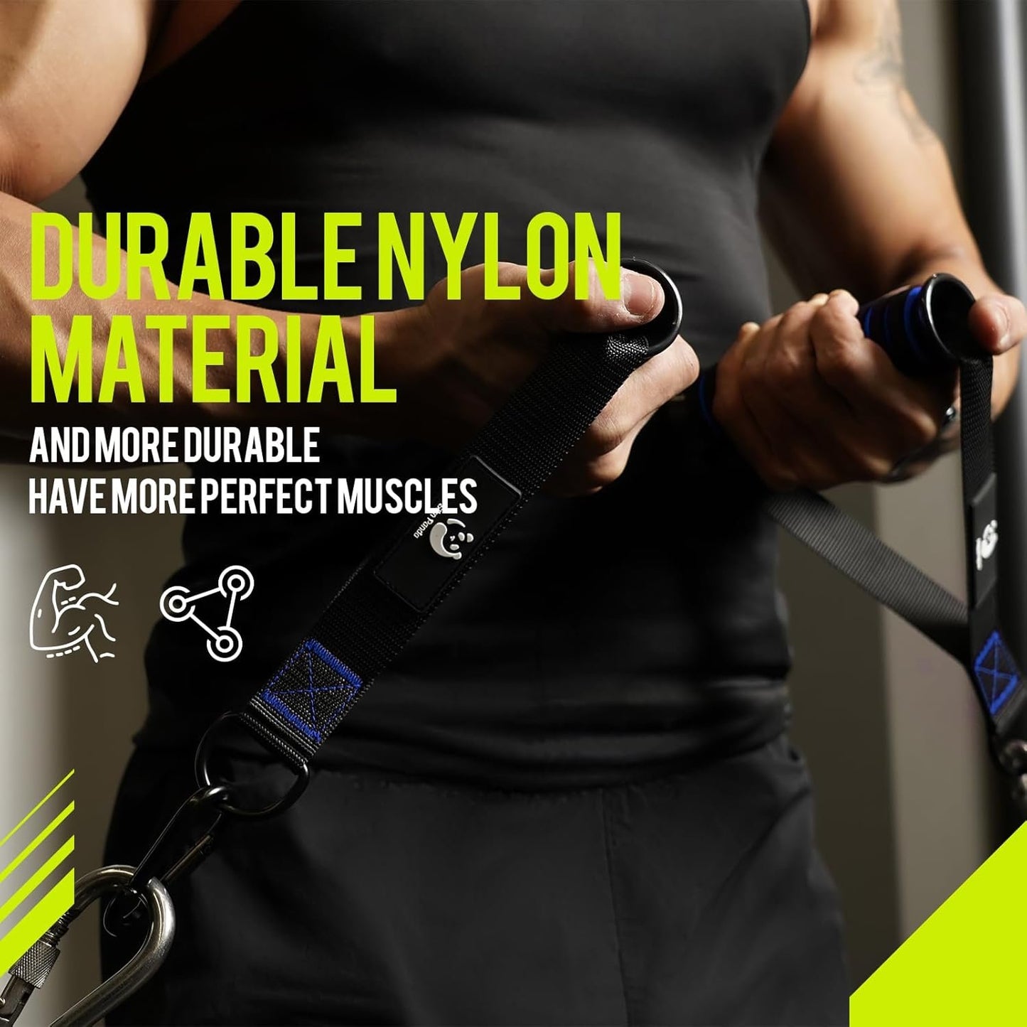 Slim Panda Exercise Handles, Resistance Band Handle, Heavy Duty Handle Attachments for Cable Machine, Pull Down Home Gym for Fitness, Workout, Crossover Tricep Exercise